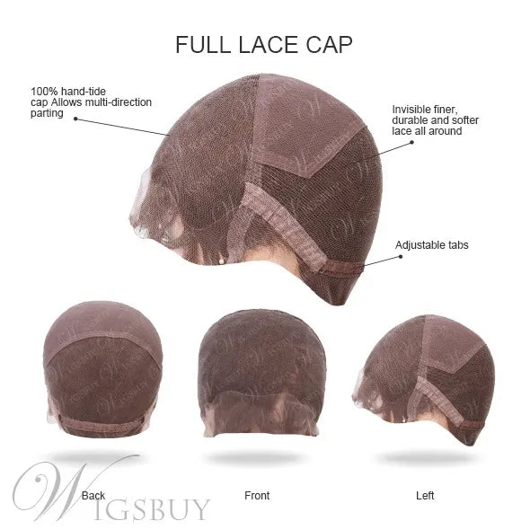 Full Lace Wig Long Straight Blonde Wig with Bang 100% Remy Human Hair 16 Inches