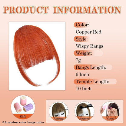 Hair Piece Clip in Bangs Human Hair 360° Cover Wipsy Bangs Hair Toppers for Women