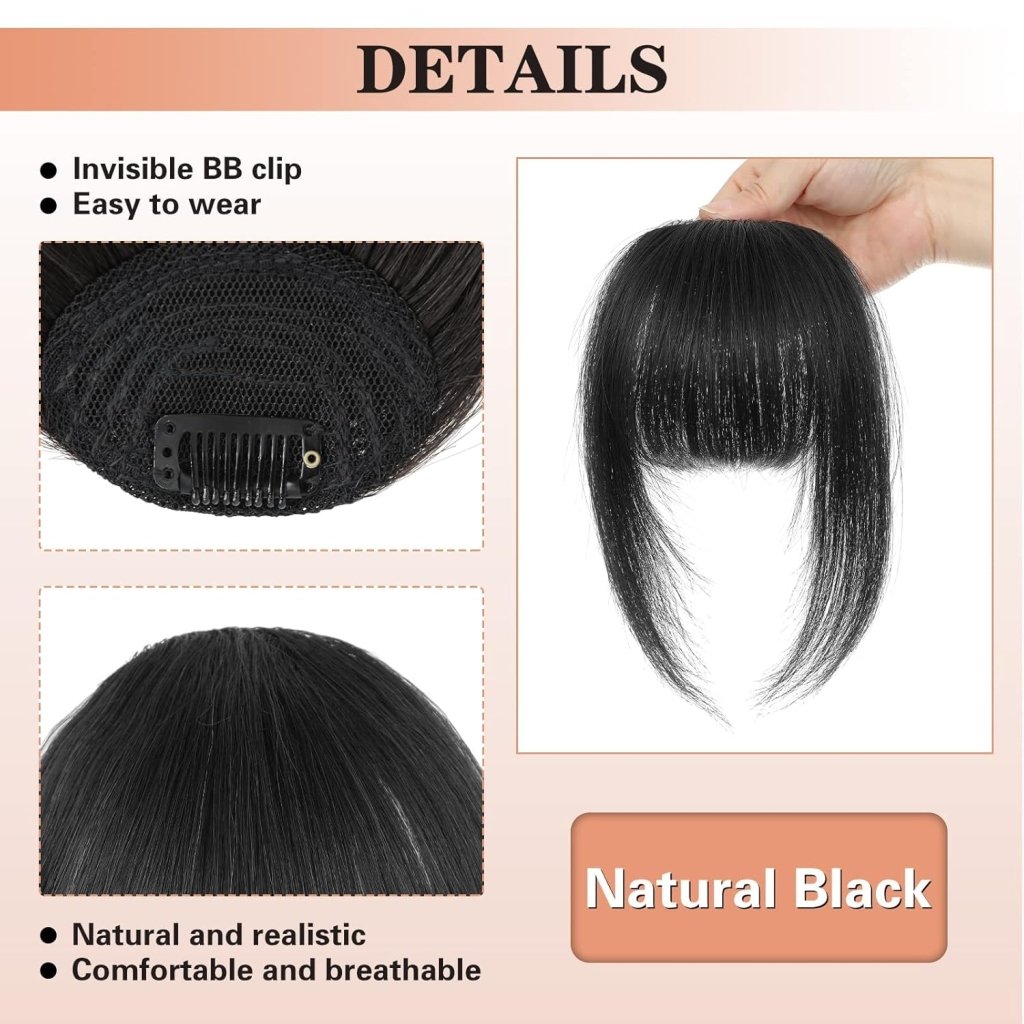 Hair Piece Clip in Bangs Human Hair 360° Cover Wipsy Bangs Hair Toppers for Women