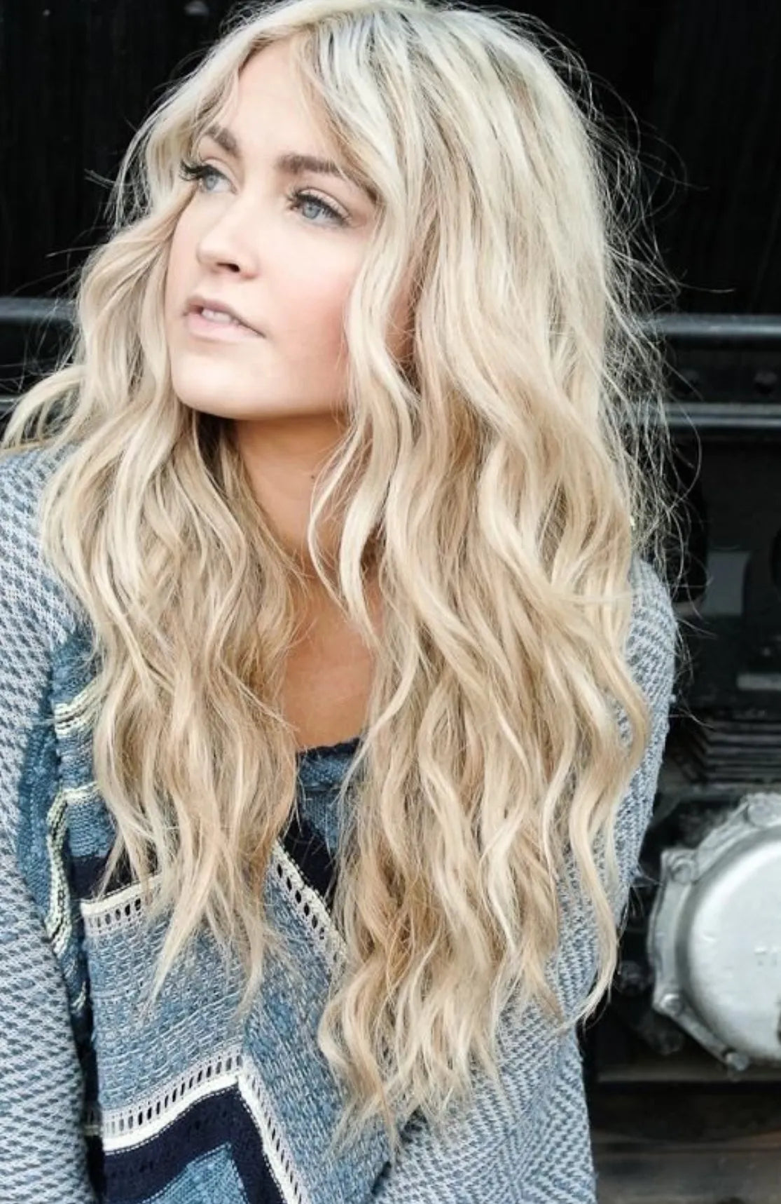 Long Wavy Blonde Front Lace Wigs 22 Inches