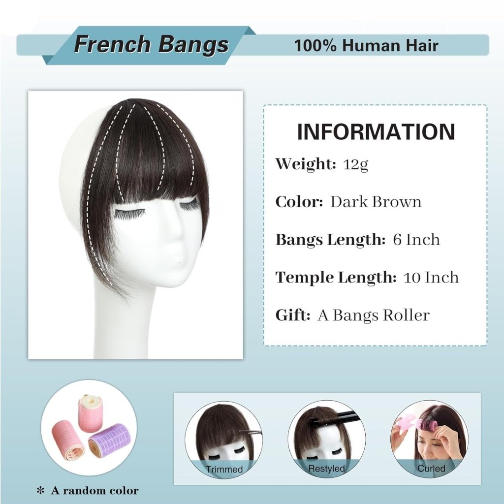 Hair Piece Clip in Bangs Human Hair 360° Cover Wipsy Bangs Hair Toppers for Women