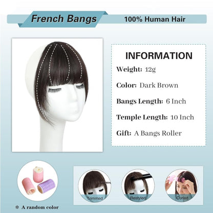 Hair Piece Clip in Bangs Human Hair 360° Cover Wipsy Bangs Hair Toppers for Women