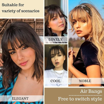 Hair Piece Clip in Bangs Human Hair 360° Cover Wipsy Bangs Hair Toppers for Women