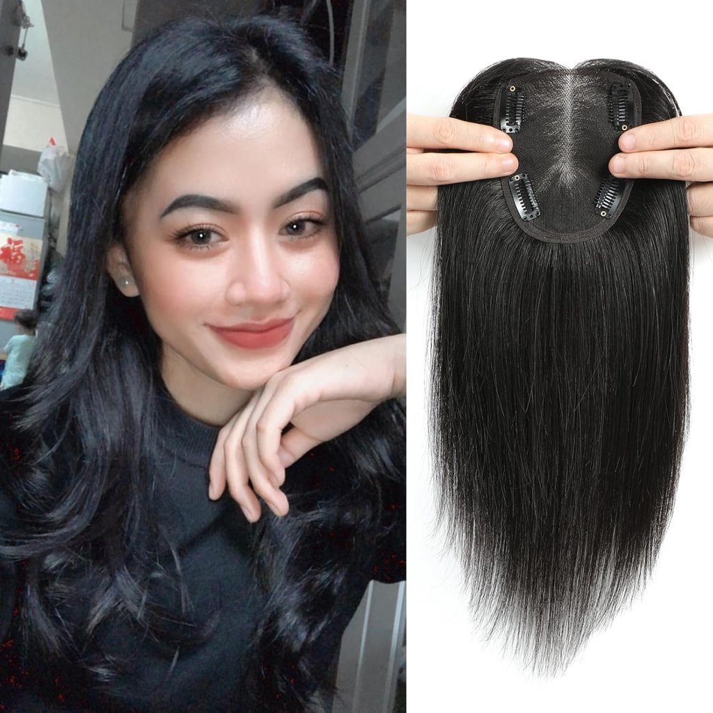 Hair Toppers for Women Real Human Hair Women Hair Pieces for Thinning Hair Wiglets Upgrade 10 * 12 cm Swiss Base Hairpieces for Thinning Hair 12inch Medium Brown