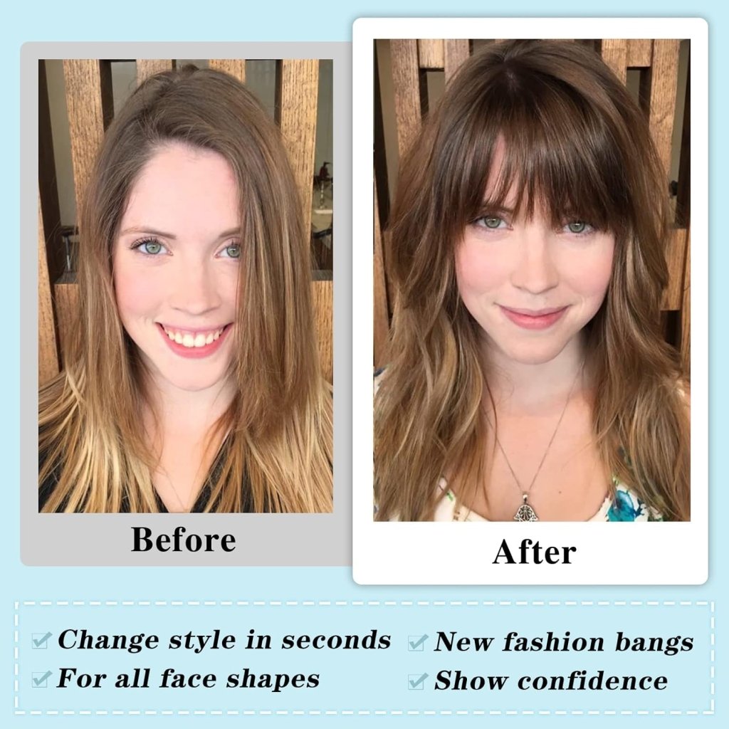 Hair Piece Clip in Bangs Human Hair 360° Cover Wipsy Bangs Hair Toppers for Women