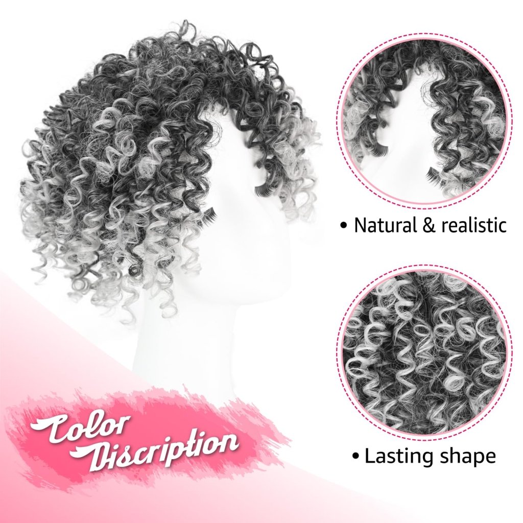 Natural Afro Kinky Curly Short Hair Toppers with Bangs Black Clip in human hair Wiglets Hair Pieces