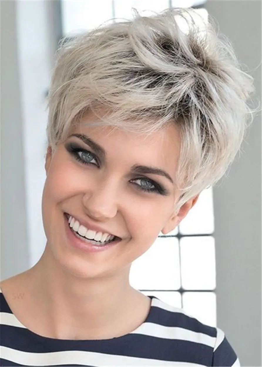 Boy Cut Short Pixie Cut Human Hair Full Lace Wigs