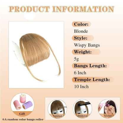 Hair Piece Clip in Bangs Human Hair 360° Cover Wipsy Bangs Hair Toppers for Women