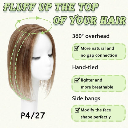 Hair Toppers for Women Real Human Hair 360° No Bangs Upgrade Lace Base Human Hair Toppers