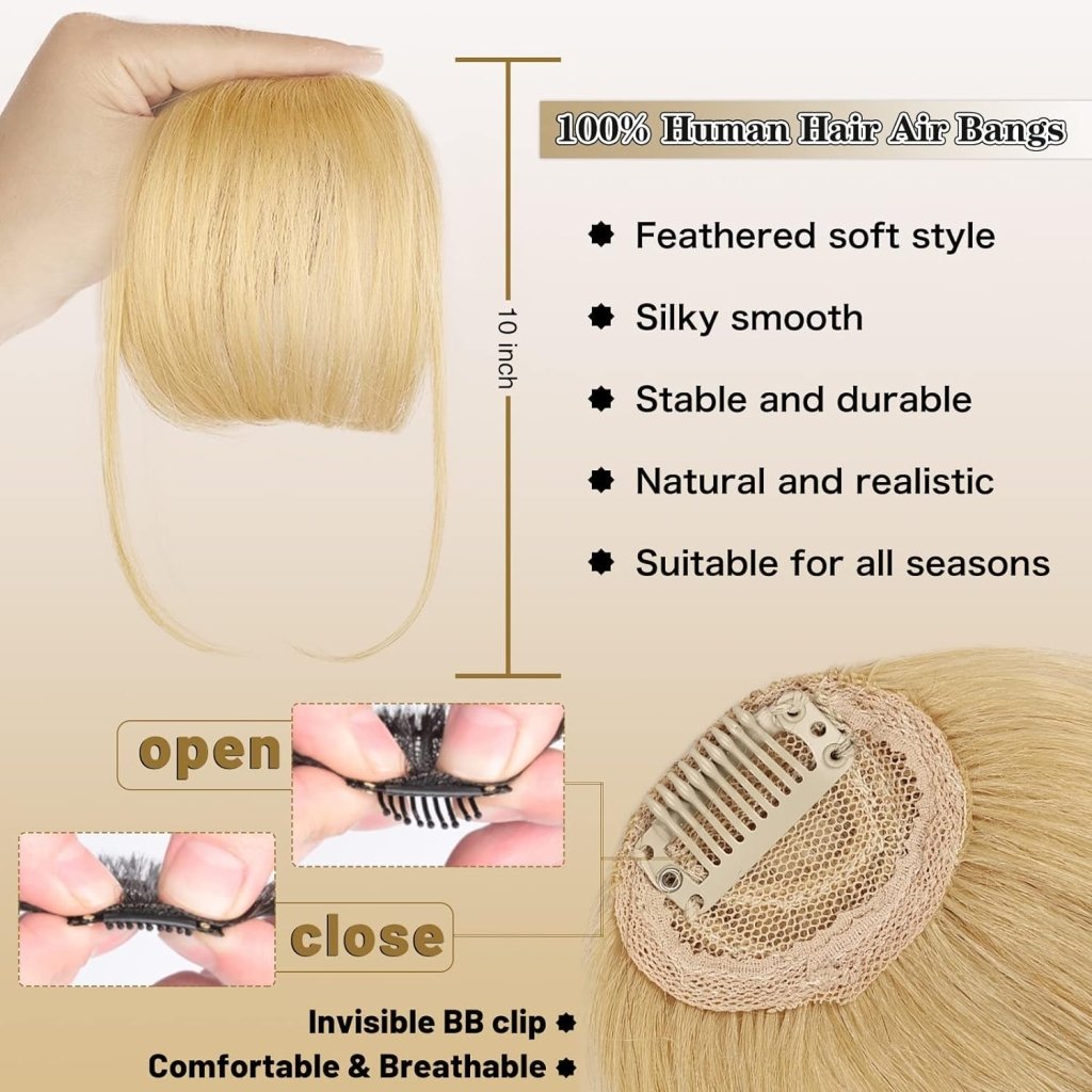 Hair Piece Clip in Bangs Human Hair 360° Cover Wipsy Bangs Hair Toppers for Women