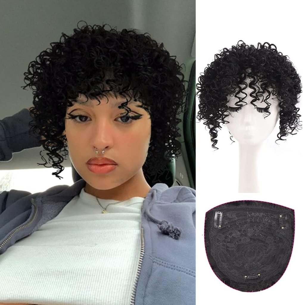 Afro Curly Hair Topper Silver Grey Human Hair Wigs for Women Hairpieces Toppers Pieces
