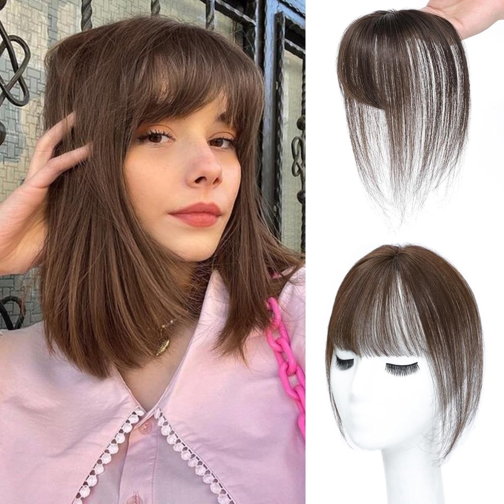 Hair Piece Clip in Bangs Human Hair 360° Cover Wipsy Bangs Hair Toppers for Women