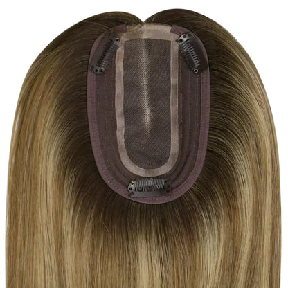 Hair Topper Virgin Hair Piece Topper Balayage Brown Wigs Hair Piece