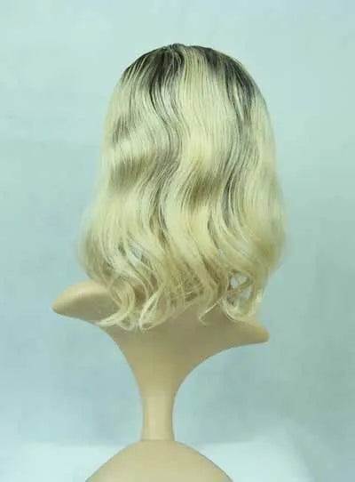Fluffy Medium Bob Human Hair Full Lace Wig 16 Inches