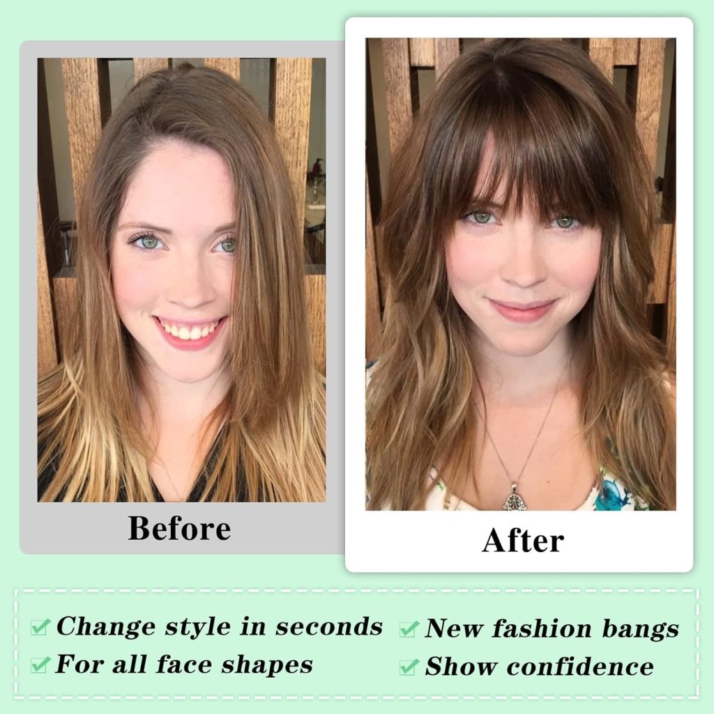 Hair Piece Clip in Bangs Human Hair 360° Cover Wipsy Bangs Hair Toppers for Women