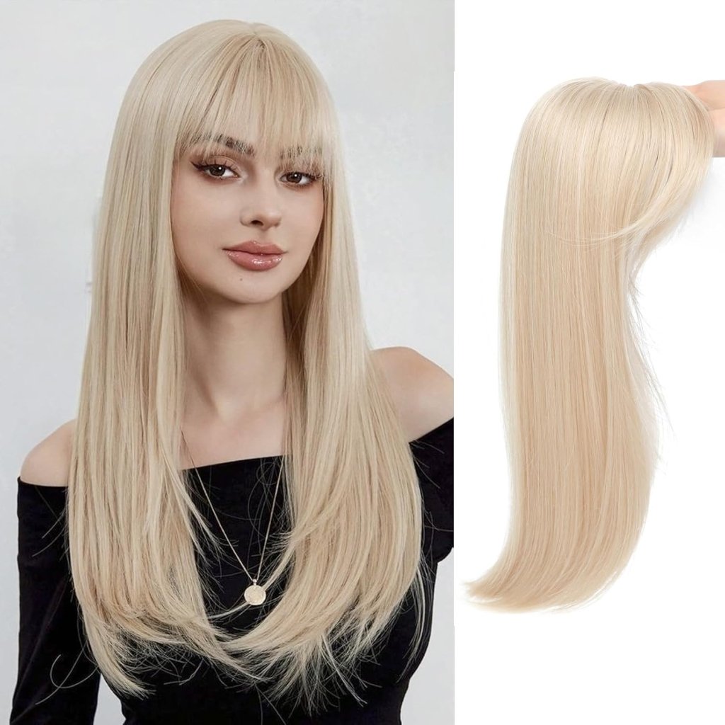 Hair Topper with Bangs Hair Clip 360° 3D Cover Fluffy Wigs Hair Piece with Thinning Hair