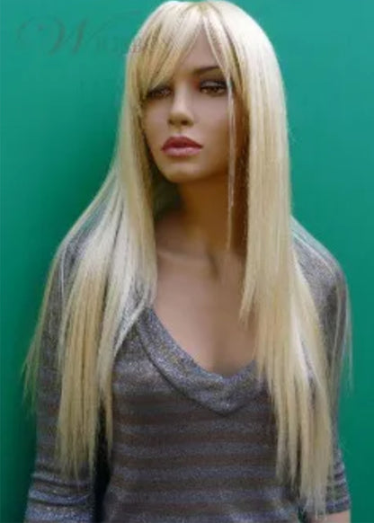 Long Silky Straight Blonde Real 100% Virgin Indian Human Hair 24 Inches Wig