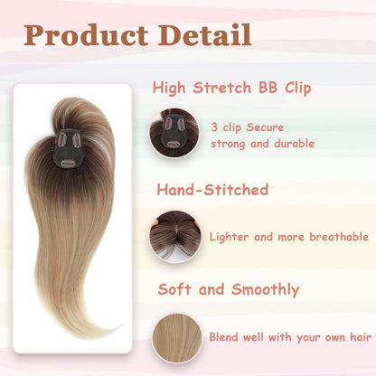 Hair Topper with Bangs Hair Clip 360° 3D Cover Fluffy Wigs Hair Piece with Thinning Hair