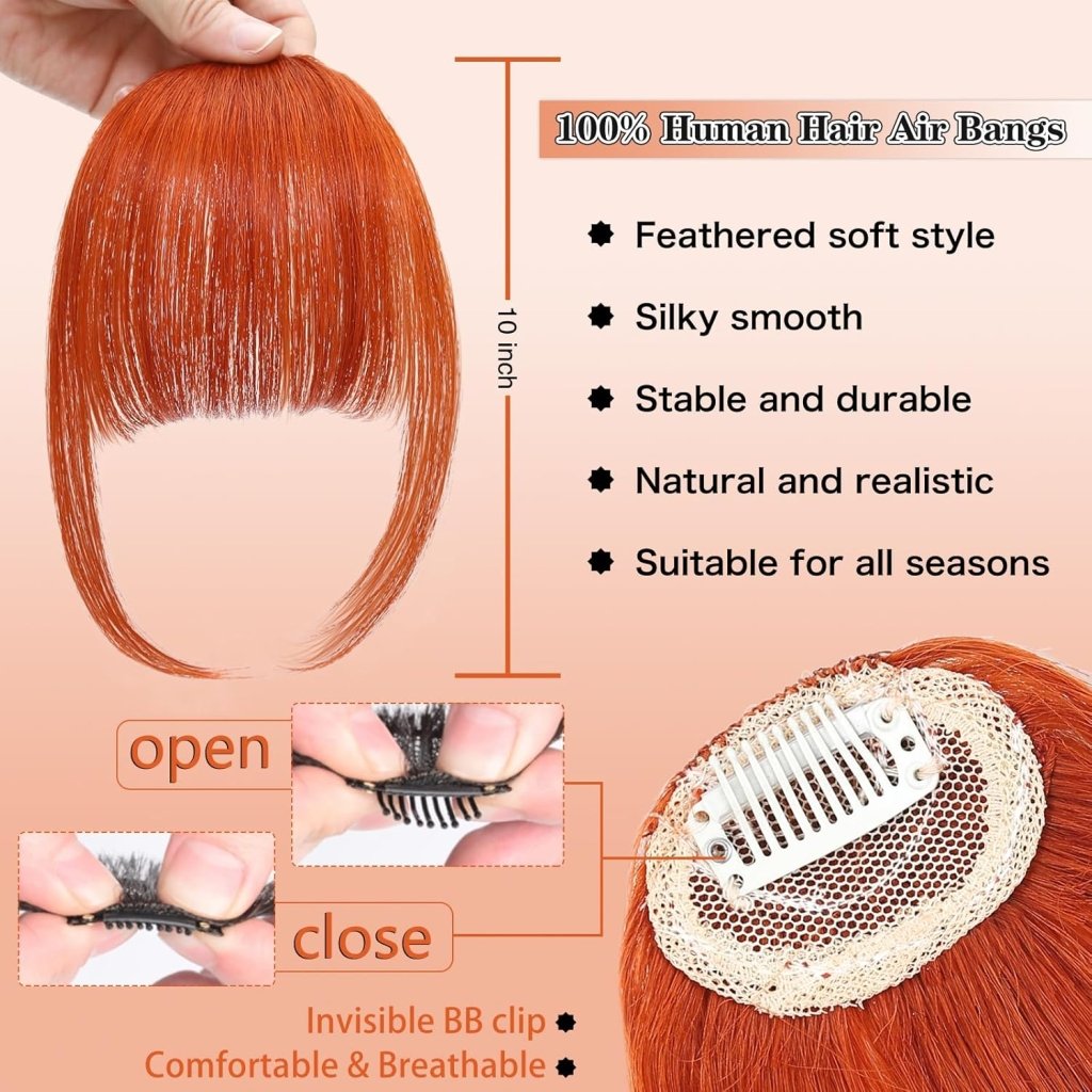 Hair Piece Clip in Bangs Human Hair 360° Cover Wipsy Bangs Hair Toppers for Women