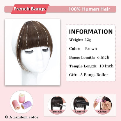 Hair Piece Clip in Bangs Human Hair 360° Cover Wipsy Bangs Hair Toppers for Women