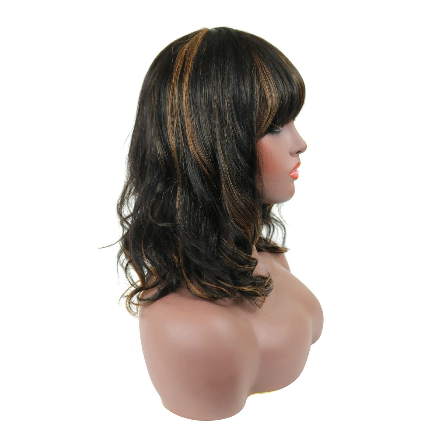 Beautiful Medium Natural Straight Mixed Dark Brown 100% Human Hair Capless Wig 14 Inches