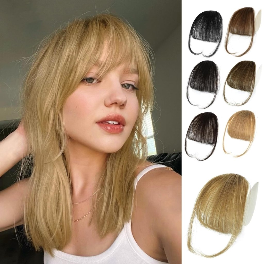 Hair Piece Clip in Bangs Human Hair 360° Cover Wipsy Bangs Hair Toppers for Women