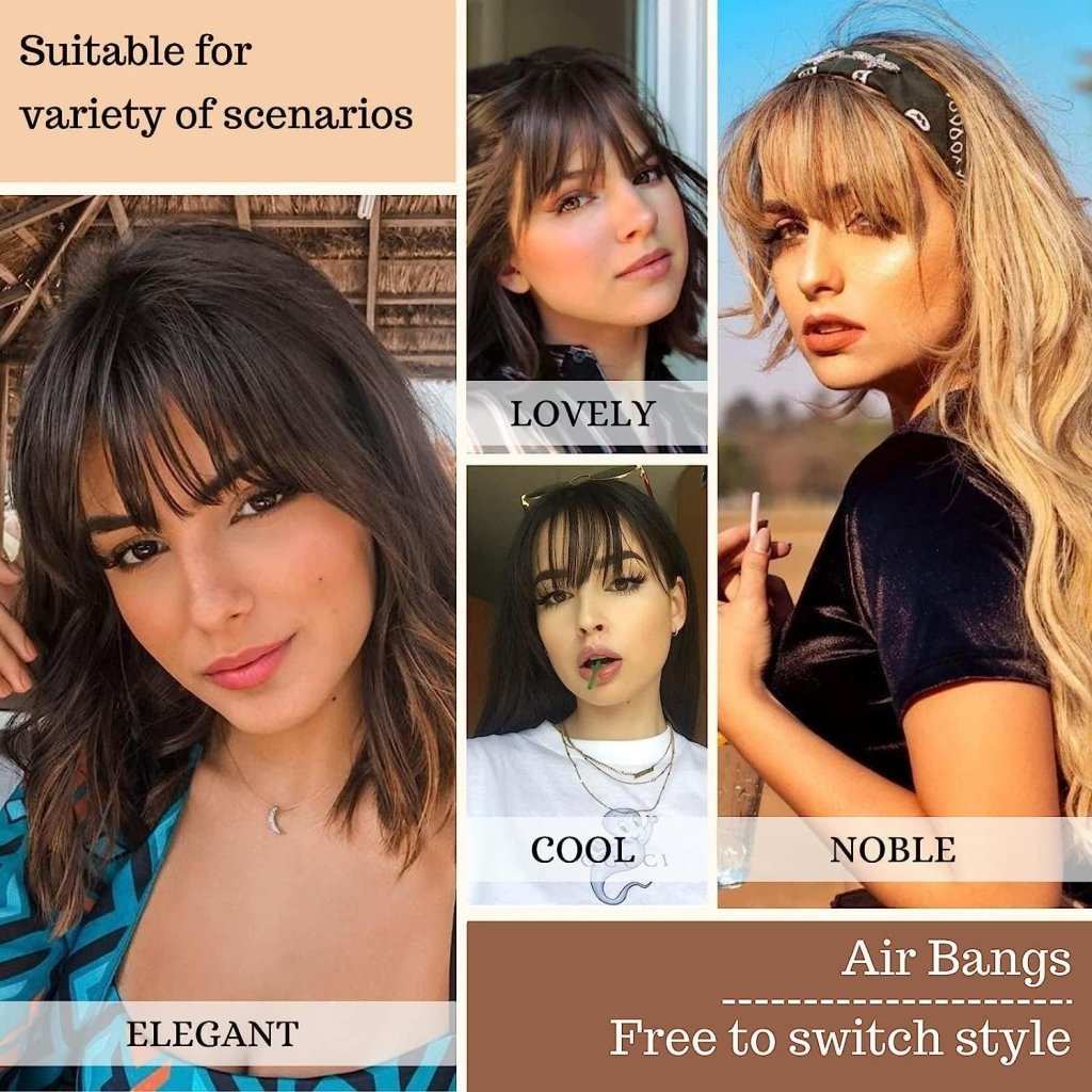 Hair Piece Clip in Bangs Human Hair 360° Cover Wipsy Bangs Hair Toppers for Women