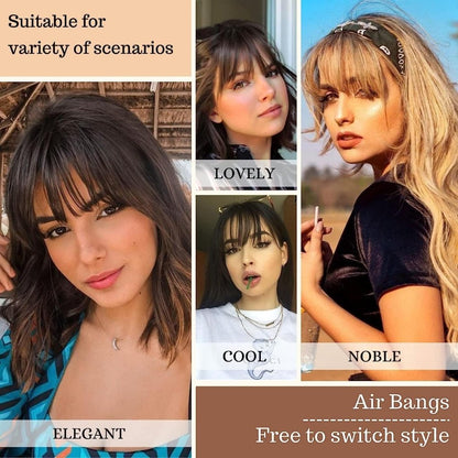 Hair Piece Clip in Bangs Human Hair 360° Cover Wipsy Bangs Hair Toppers for Women