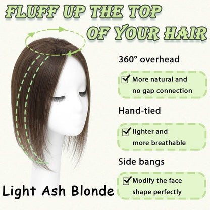 Hair Toppers for Women Real Human Hair 360° No Bangs Upgrade Lace Base Human Hair Toppers