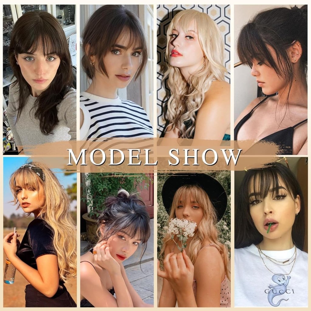 Hair Piece Clip in Bangs Human Hair 360° Cover Wipsy Bangs Hair Toppers for Women