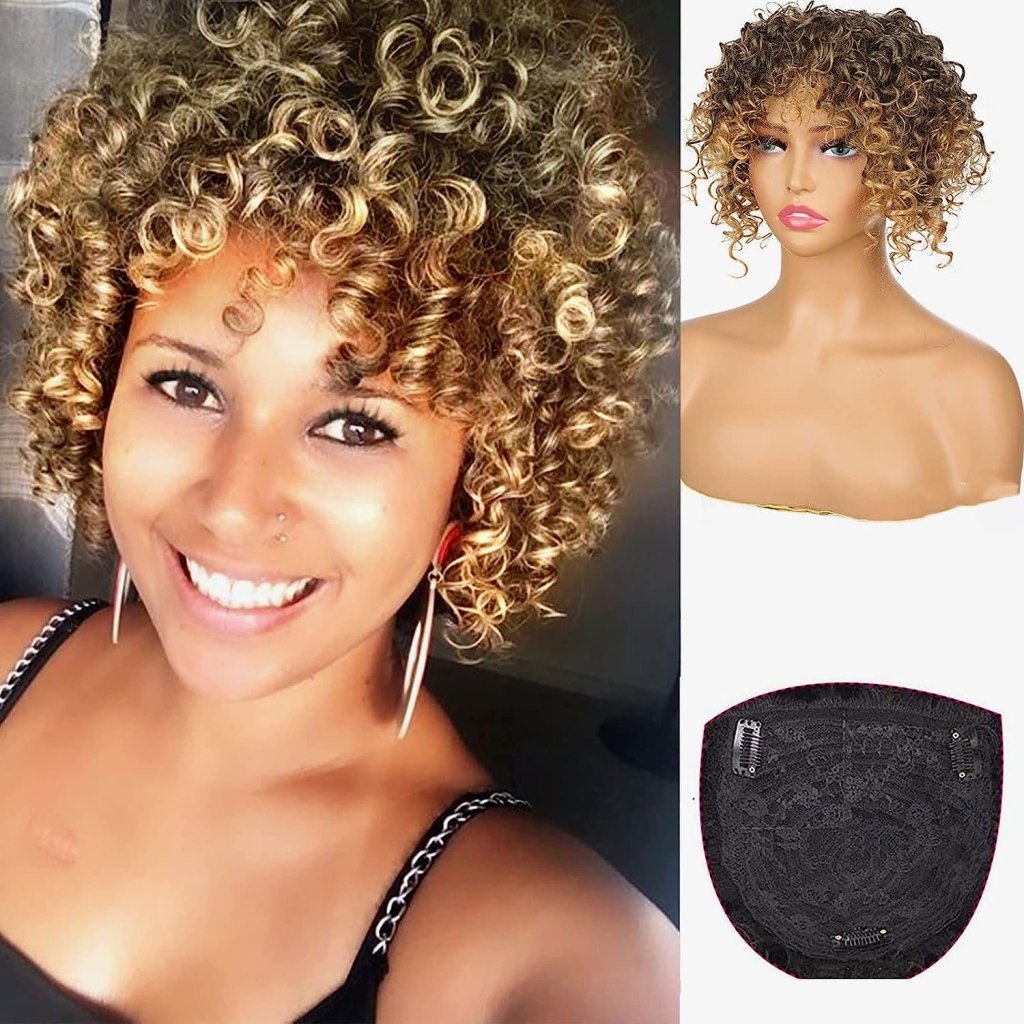 Afro Curly Hair Topper Silver Grey Human Hair Wigs for Women Hairpieces Toppers Pieces