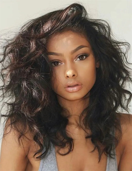 Shaggy Messy Soft Natural Fluffy Kinky Curly Hiar Synthetic Hair Lace Front African American Wigs 18 Inches