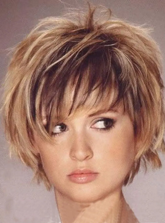 New Fashion Cute Charming Short Layered Bob Straight 8 Inches Wig 100% Human Hair