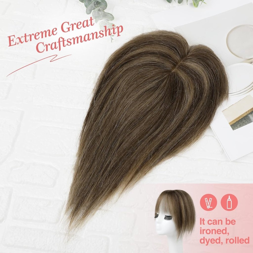 Real Human Hair Toppers for women 10 Inch Clip in Bangs for Thinning Hai Cover Hair Pieces