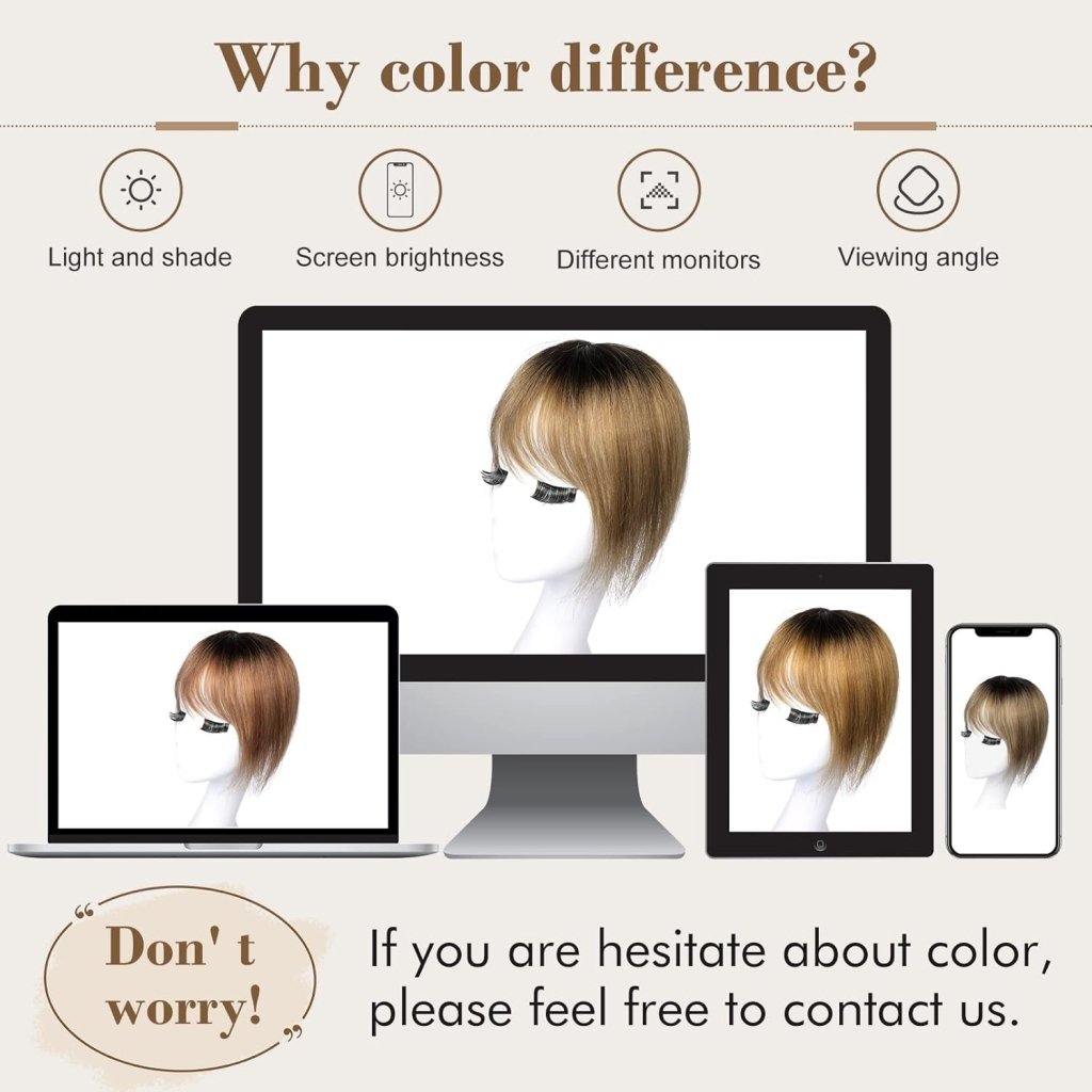 Hair Toppers Real Human Hair 10 inch with Bangs for Women Thinning Hair Dark Grey