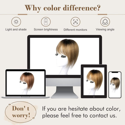 Hair Toppers Real Human Hair 10 inch with Bangs for Women Thinning Hair Dark Grey
