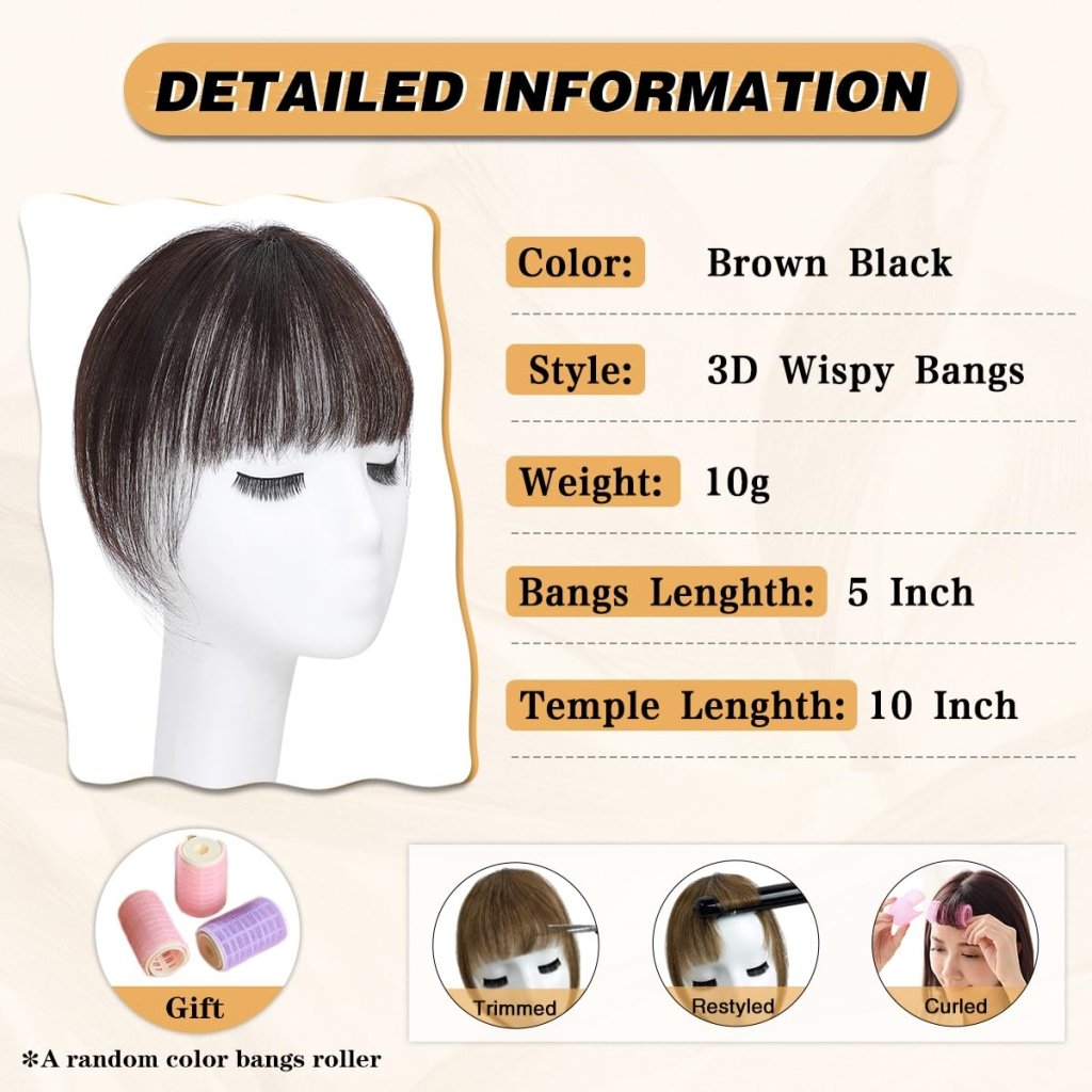 Hair Piece Clip in Bangs Human Hair 360° Cover Wipsy Bangs Hair Toppers for Women