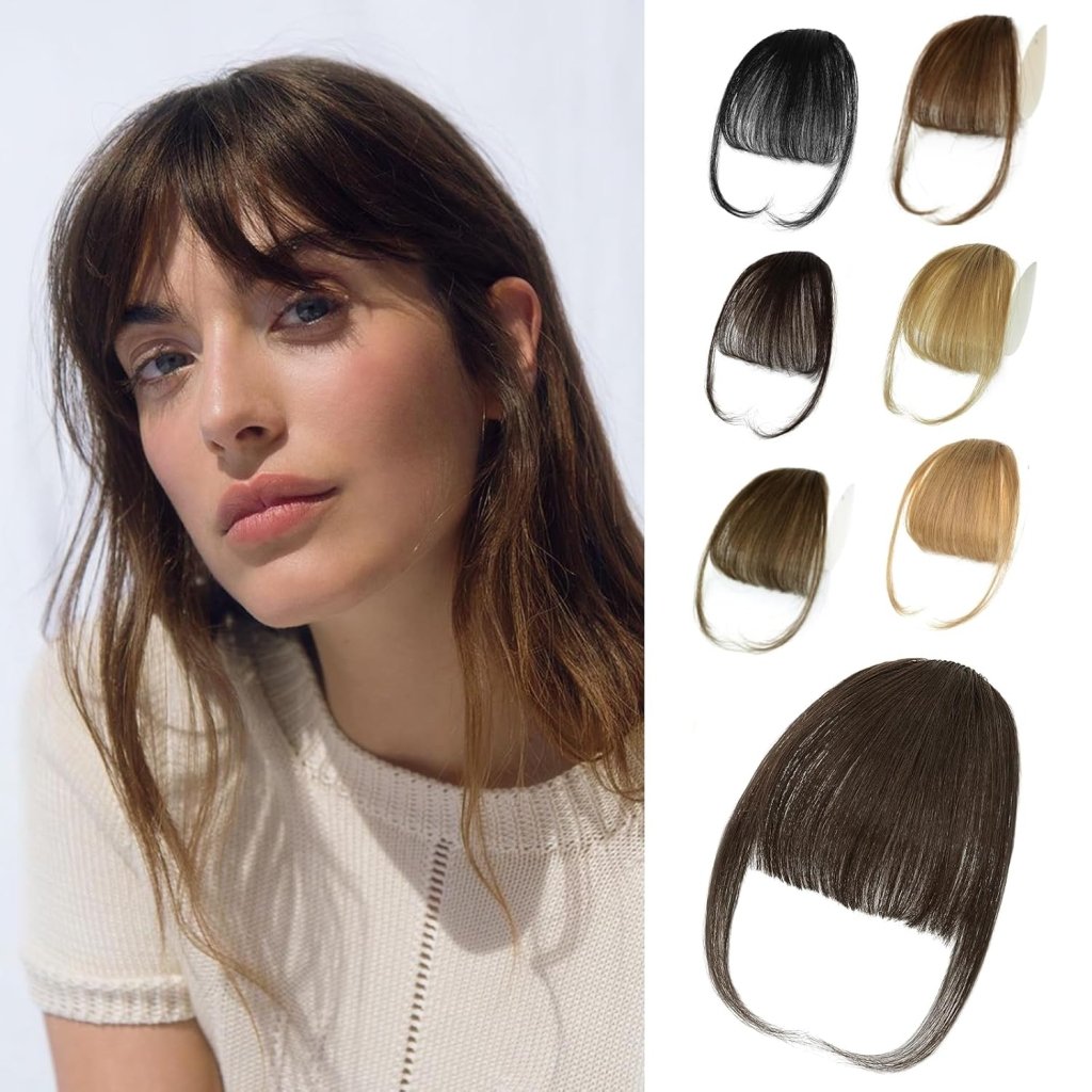 Hair Piece Clip in Bangs Human Hair 360° Cover Wipsy Bangs Hair Toppers for Women