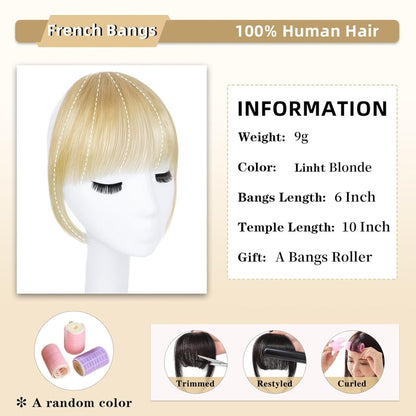 Hair Piece Clip in Bangs Human Hair 360° Cover Wipsy Bangs Hair Toppers for Women