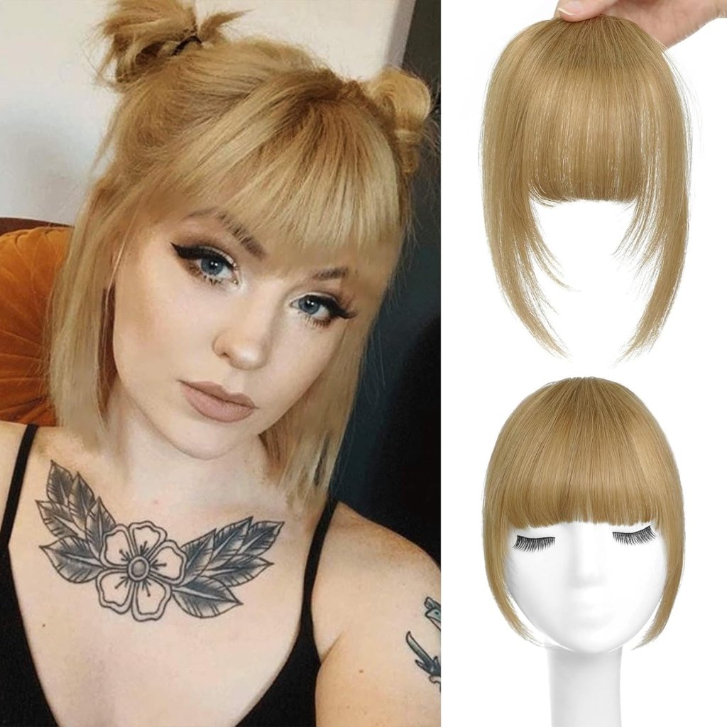 Hair Piece Clip in Bangs Human Hair 360° Cover Wipsy Bangs Hair Toppers for Women