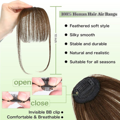 Hair Piece Clip in Bangs Human Hair 360° Cover Wipsy Bangs Hair Toppers for Women