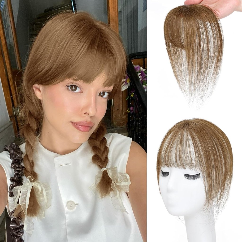 Hair Piece Clip in Bangs Human Hair 360° Cover Wipsy Bangs Hair Toppers for Women
