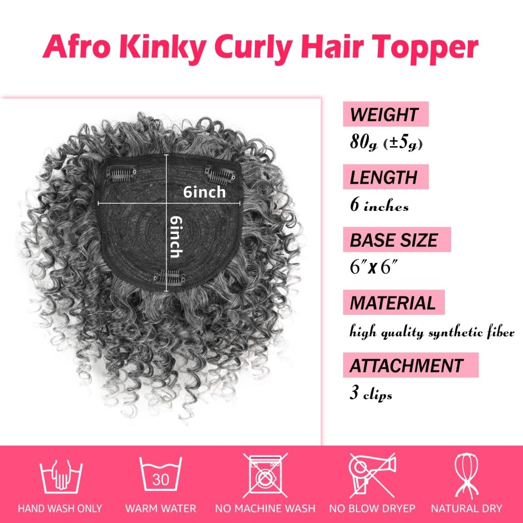 Natural Afro Kinky Curly Short Hair Toppers with Bangs Black Clip in human hair Wiglets Hair Pieces