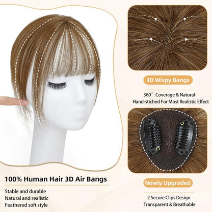 Hair Piece Clip in Bangs Human Hair 360° Cover Wipsy Bangs Hair Toppers for Women