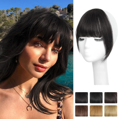 Hair Piece Clip in Bangs Human Hair 360° Cover Wipsy Bangs Hair Toppers for Women