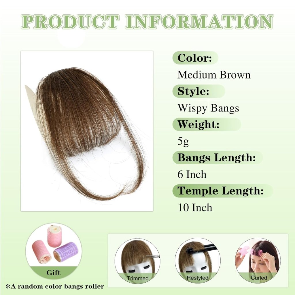 Hair Piece Clip in Bangs Human Hair 360° Cover Wipsy Bangs Hair Toppers for Women
