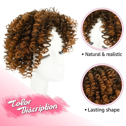Natural Afro Kinky Curly Short Hair Toppers with Bangs Black Clip in human hair Wiglets Hair Pieces