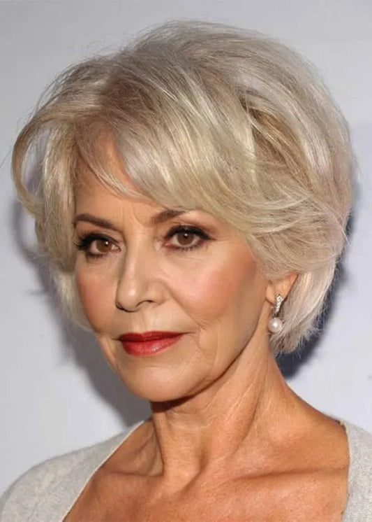 Gorgeous Women's Short Bob Hairstyles Wavy Synthetic Hair Capless Wigs With Bangs 10Inch