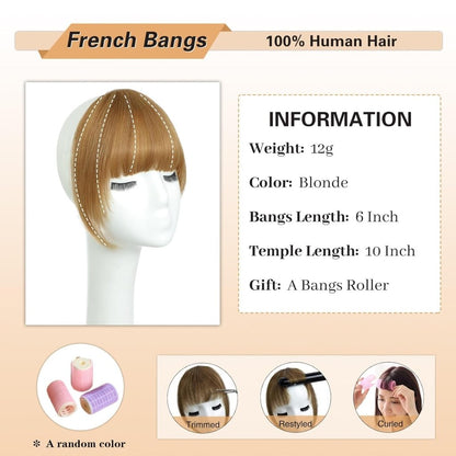 Hair Piece Clip in Bangs Human Hair 360° Cover Wipsy Bangs Hair Toppers for Women