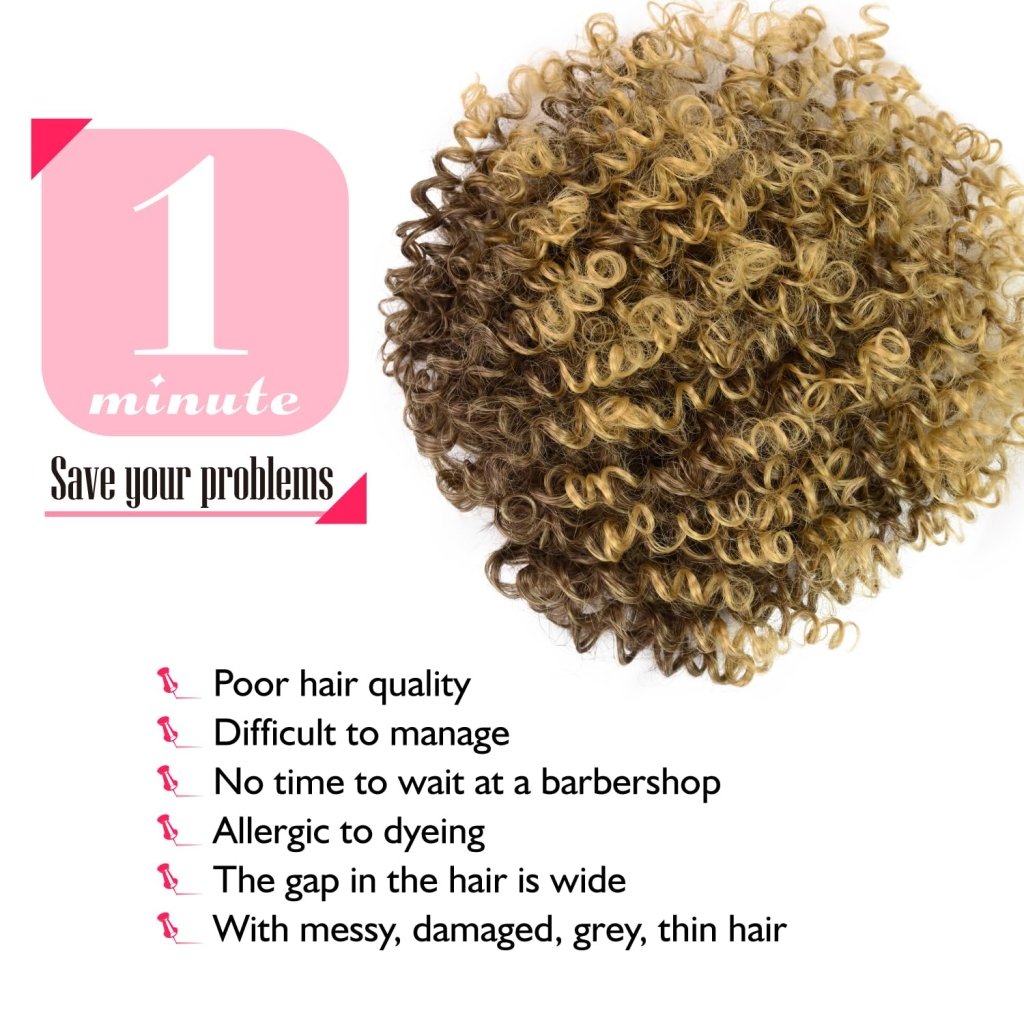 Natural Afro Kinky Curly Short Hair Toppers with Bangs Black Clip in human hair Wiglets Hair Pieces